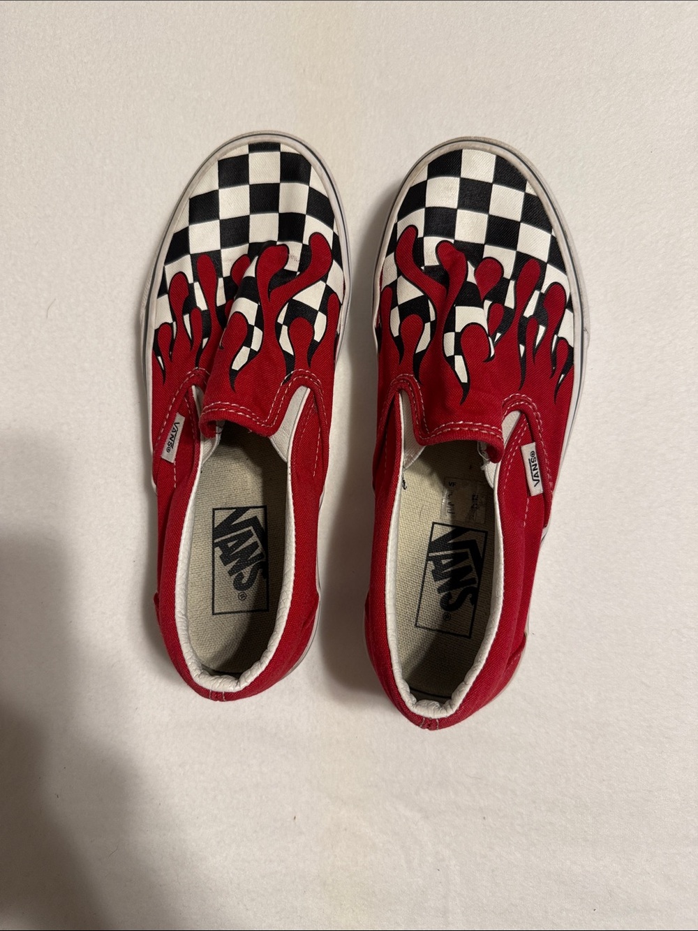 Vans Kids Red Flame Checkerboard Slip-On Sneakers